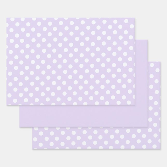 polka dots in  soft lavender wrapping paper sheet (Set)