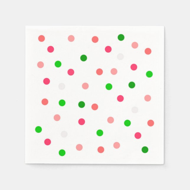 Polka Dots in Watermelon Colours Napkin (Front)