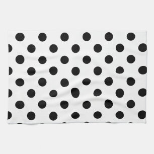 Polka Dots Large - Black on White Kitchen Towel