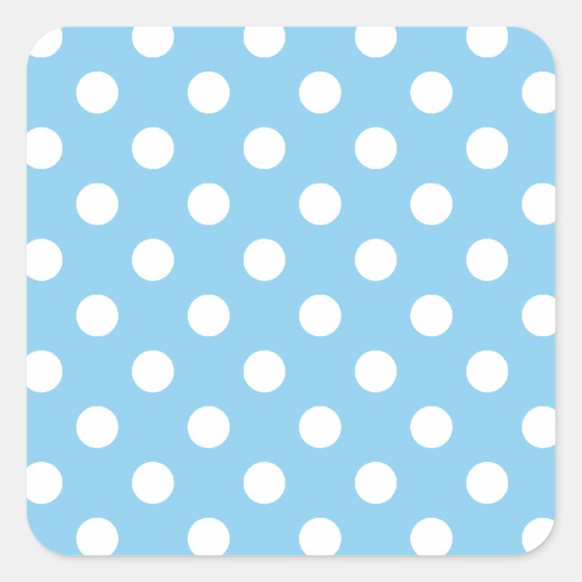 Polka Dots Large - White on Baby Blue Square Sticker (Front)