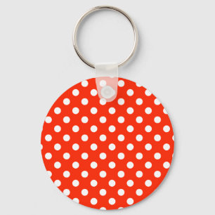 Polka Dots Large - White on Scarlet Keychain