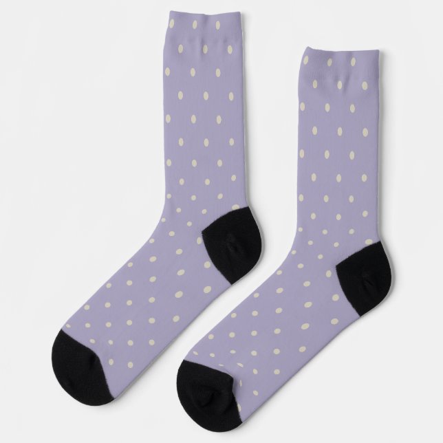 Polka Dots Lavender Cream Polka Pattern Socks (Left)