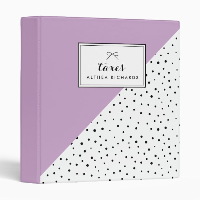 Polka Dots Lilac Abtract Pattern Custom Taxes Binder (Front/Spine)