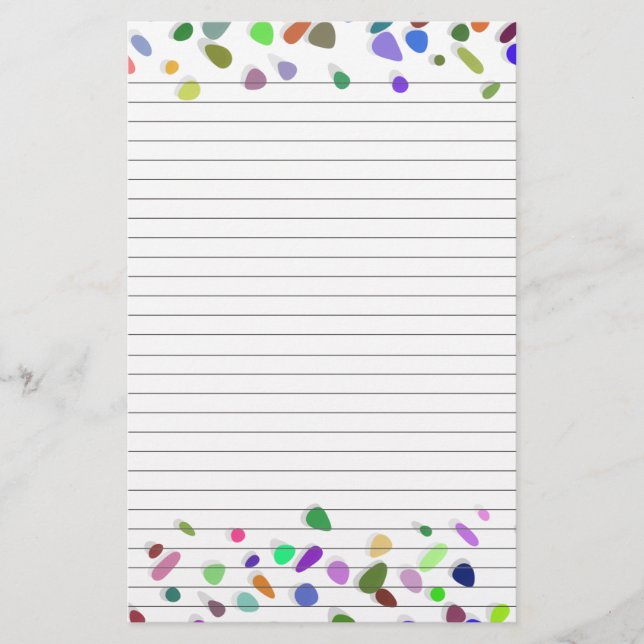 Polka Dots Lined Paper for Notes Stationery (Front)
