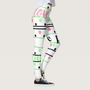 Polka Dots Love Monogram Initial Leggings