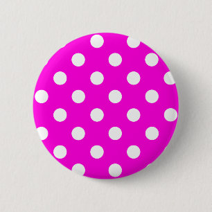 Polka dots magenta #FF00DC 2 Inch Round Button