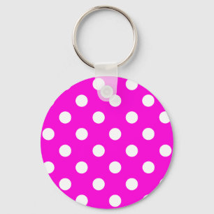 Polka dots magenta #FF00DC Keychain