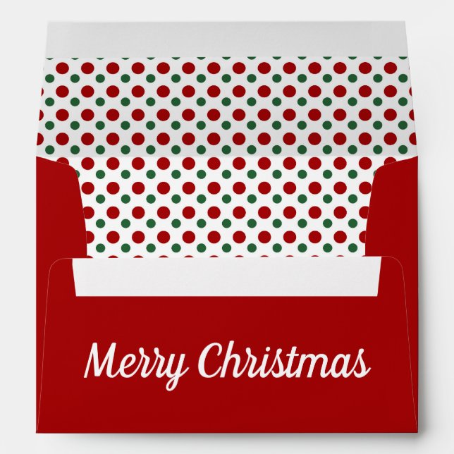 Polka Dots Merry Christmas Return Address Envelope (Back (Bottom))