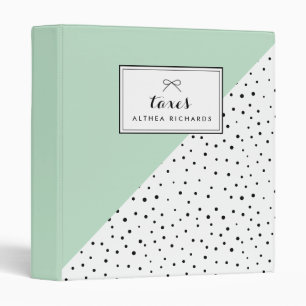 Polka Dots Mint Abtract Pattern Custom Taxes Binder