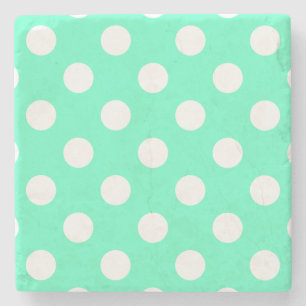 Polka Dots Mint Green Stone Coaster