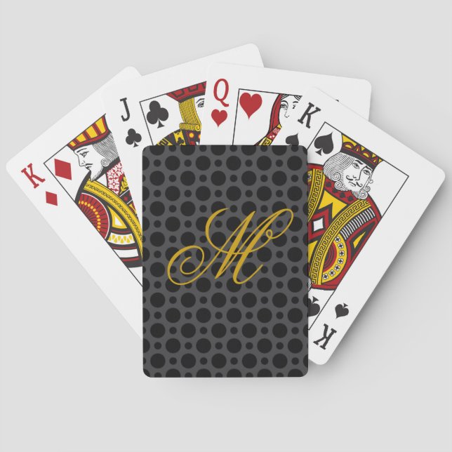Polka Dots Monogram Bicycle® Play Playing Cards (Back)