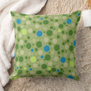 polka dots multicolored retro green throw pillow