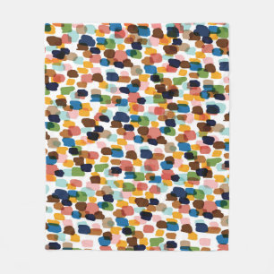 Polka Dots: Multicoloured Hand Paint. Fleece Blanket