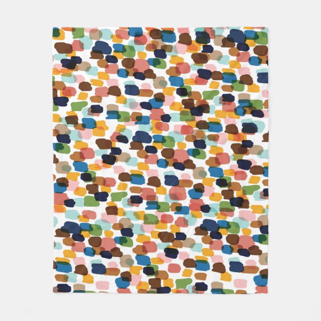Polka Dots: Multicoloured Hand Paint. Fleece Blanket (Front)