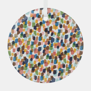 Polka Dots: Multicoloured Hand Paint. Glass Ornament