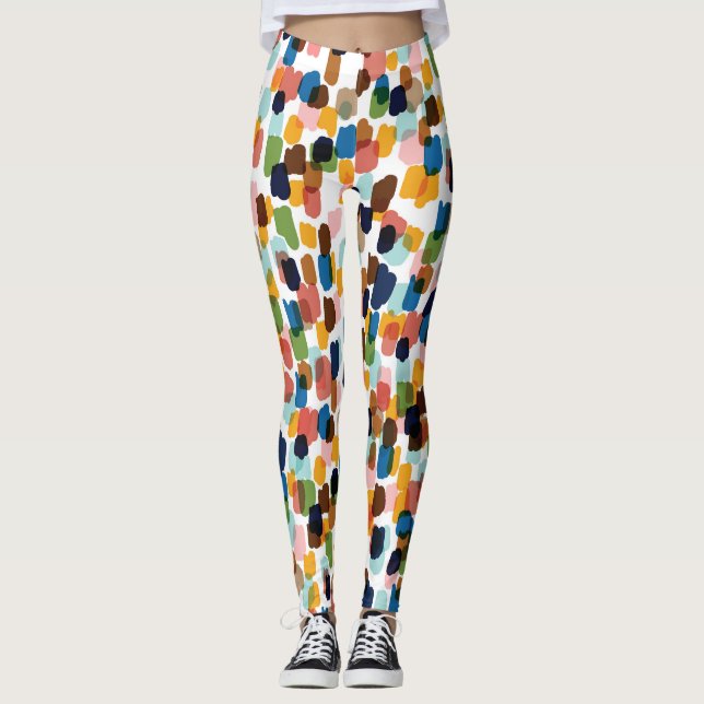 Polka Dots: Multicoloured Hand Paint. Leggings (Front)