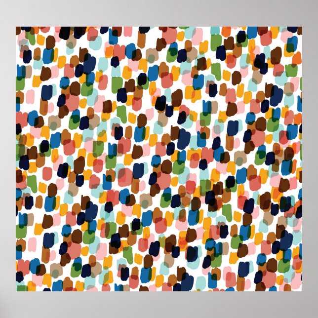 Polka Dots: Multicoloured Hand Paint. Poster (Front)