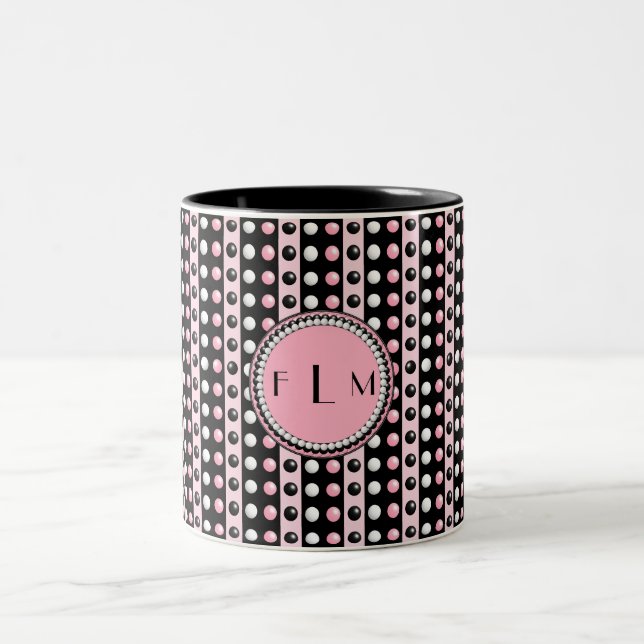 Polka dots n Stripes Monogram MUG (Center)