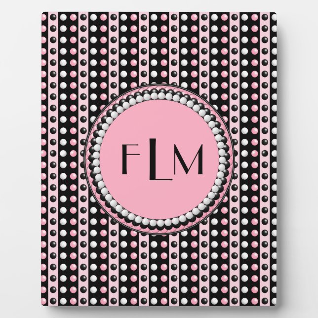 Polka dots n Stripes Monogram Plaque (Front)