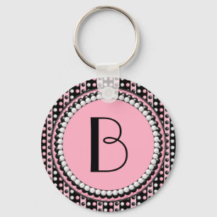 Polka dots n Stripes Monogrammed Keychain