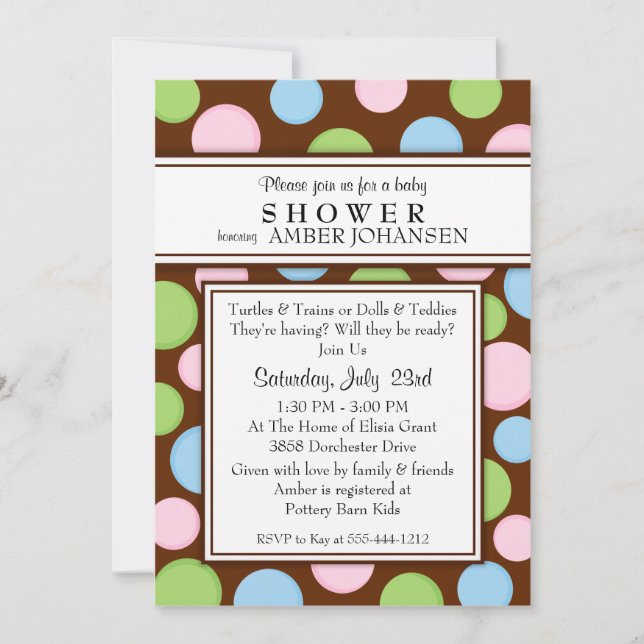 Polka Dots Neutral Baby Shower Invitation (Front)
