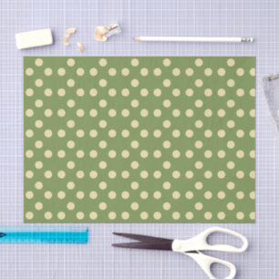 Polka dots olive green and pale gold tissue paper