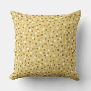 Polka Dots on Beige, Yellow and White Throw Pillow
