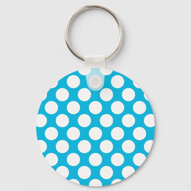 Polka Dots on Blue Keychain (Front)
