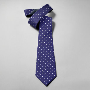 Polka Dots On Blue Navy Background Men Tie
