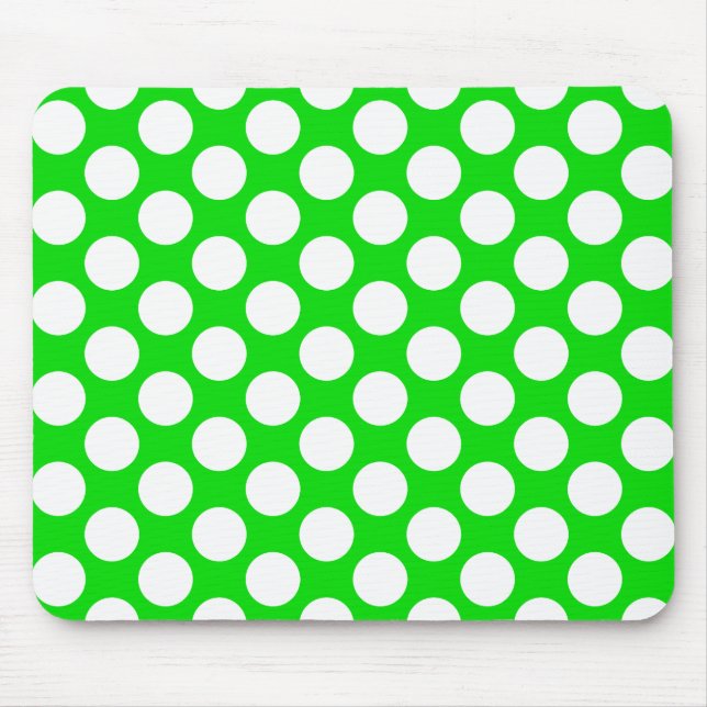 Polka Dots on Green Mouse Pad (Front)