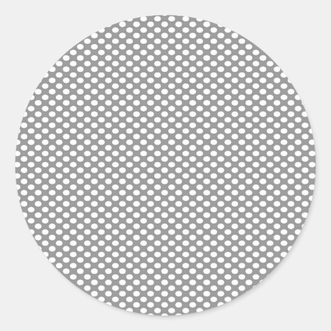 Polka Dots on Grey Classic Round Sticker (Front)