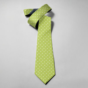 Polka Dots On Light Green Background Men Tie