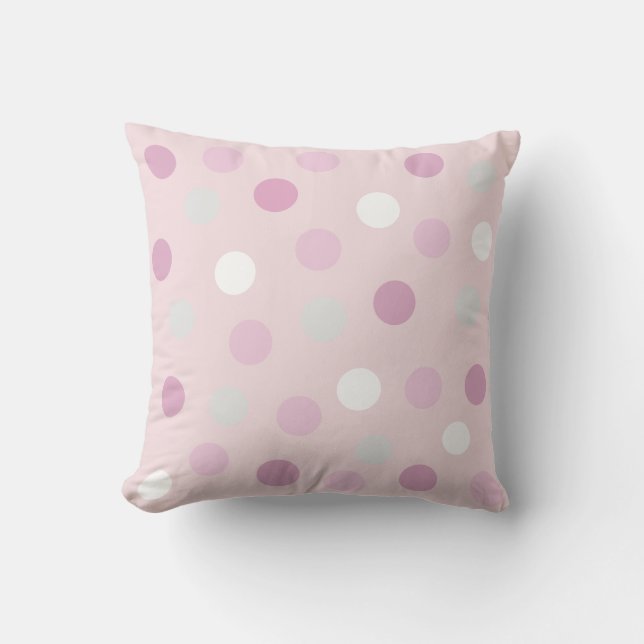 Polka Dots on Light Rose Gold Throw Pillow (Front)