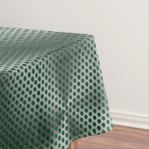 Polka Dots on Metal Plate 01x4 DGreen BG Tablecloth