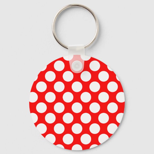 Polka Dots on Red Keychain (Front)