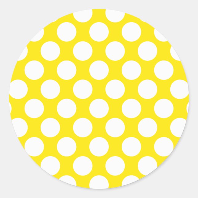 Polka Dots on Yellow Classic Round Sticker (Front)