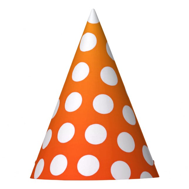 Polka Dots Orange And White Party Hat (Front)