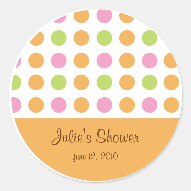 Polka Dots Orange Favour Bag Label Sticker (Front)