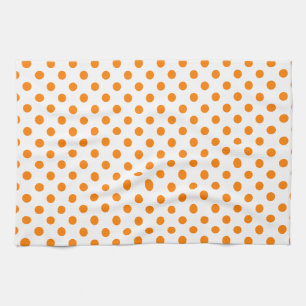 Polka Dots - Orange on White Kitchen Towel