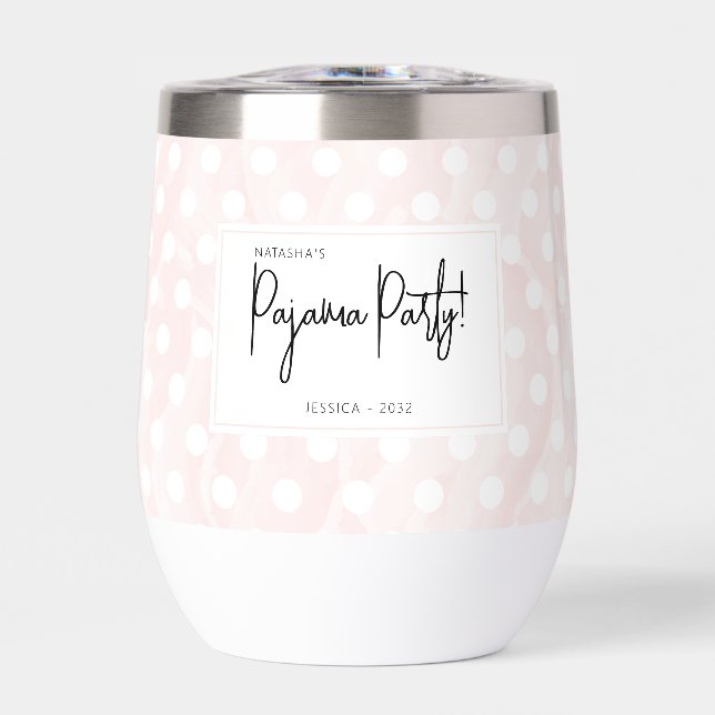 Polka Dots Pajama Bridal Shower Water Bottle (Front)