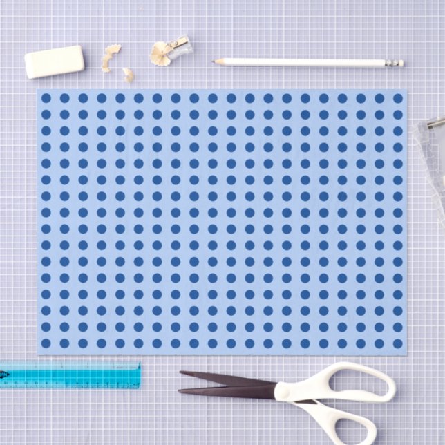 Polka dots pale and dark blue dotted pattern tissue paper (Craft)