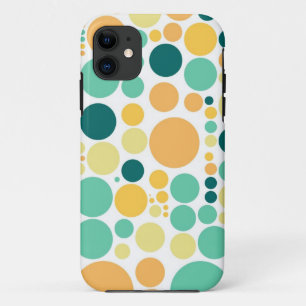 Polka Dots Pattern   Aqua Yellow Orange iPhone 11 Case