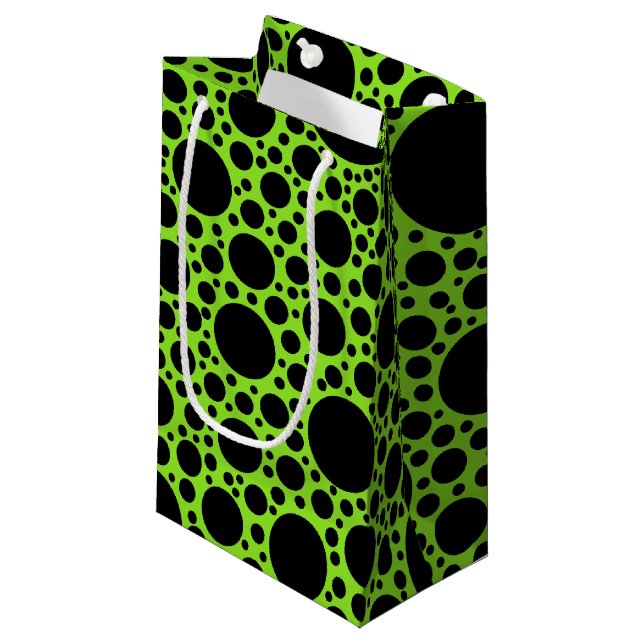 Polka Dots Pattern Black + your backgr. & ideas Small Gift Bag (Front Angled)