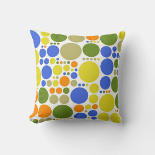 Polka dots pattern   Blue green yellow orange Throw Pillow