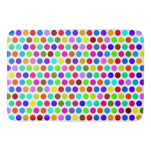 Polka Dots Pattern coloured + your backgr. & ideas Bath Mat (Front)