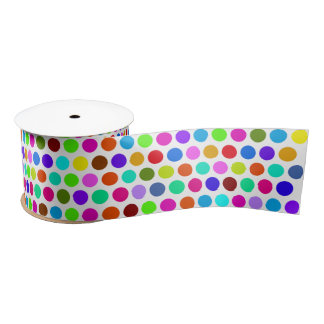 Polka Dots Pattern coloured + your backgr. & ideas Satin Ribbon