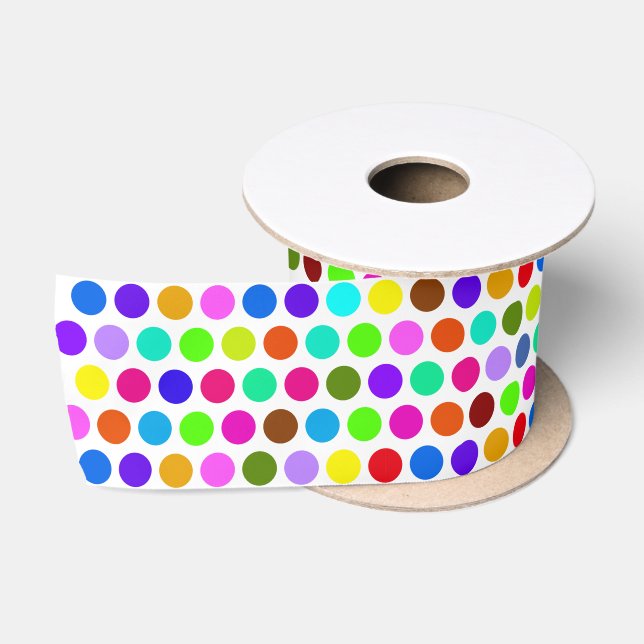 Polka Dots Pattern coloured + your backgr. & ideas Satin Ribbon (Spool)