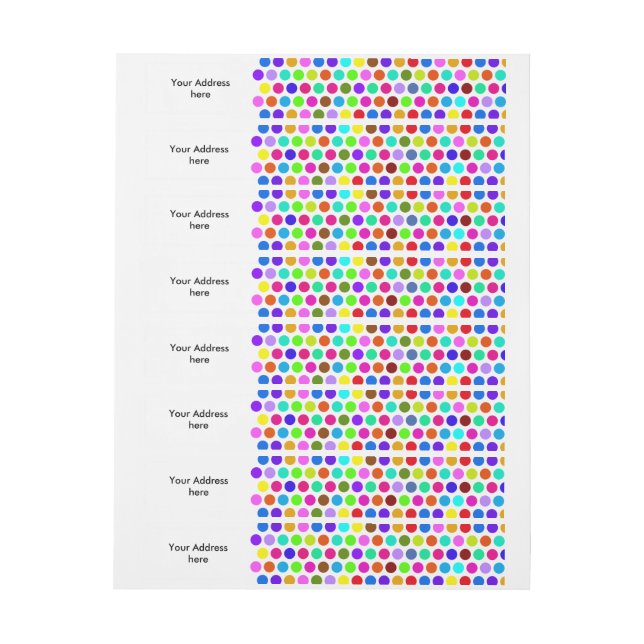 Polka Dots Pattern coloured + your backgr. & ideas Wraparound Address Label (Sheet)