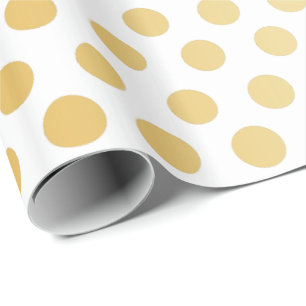 Polka Dots Pattern Gold and White Wrapping Paper