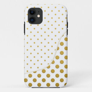 Polka Dots Pattern in Gold and White iPhone 11 Case